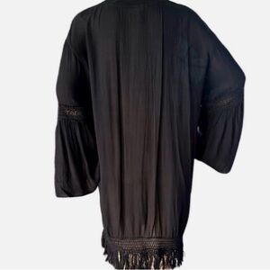 Black Fringe Boho Kimono